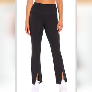 Theory Black Boot-Cut Split-Hem Stretch Pants